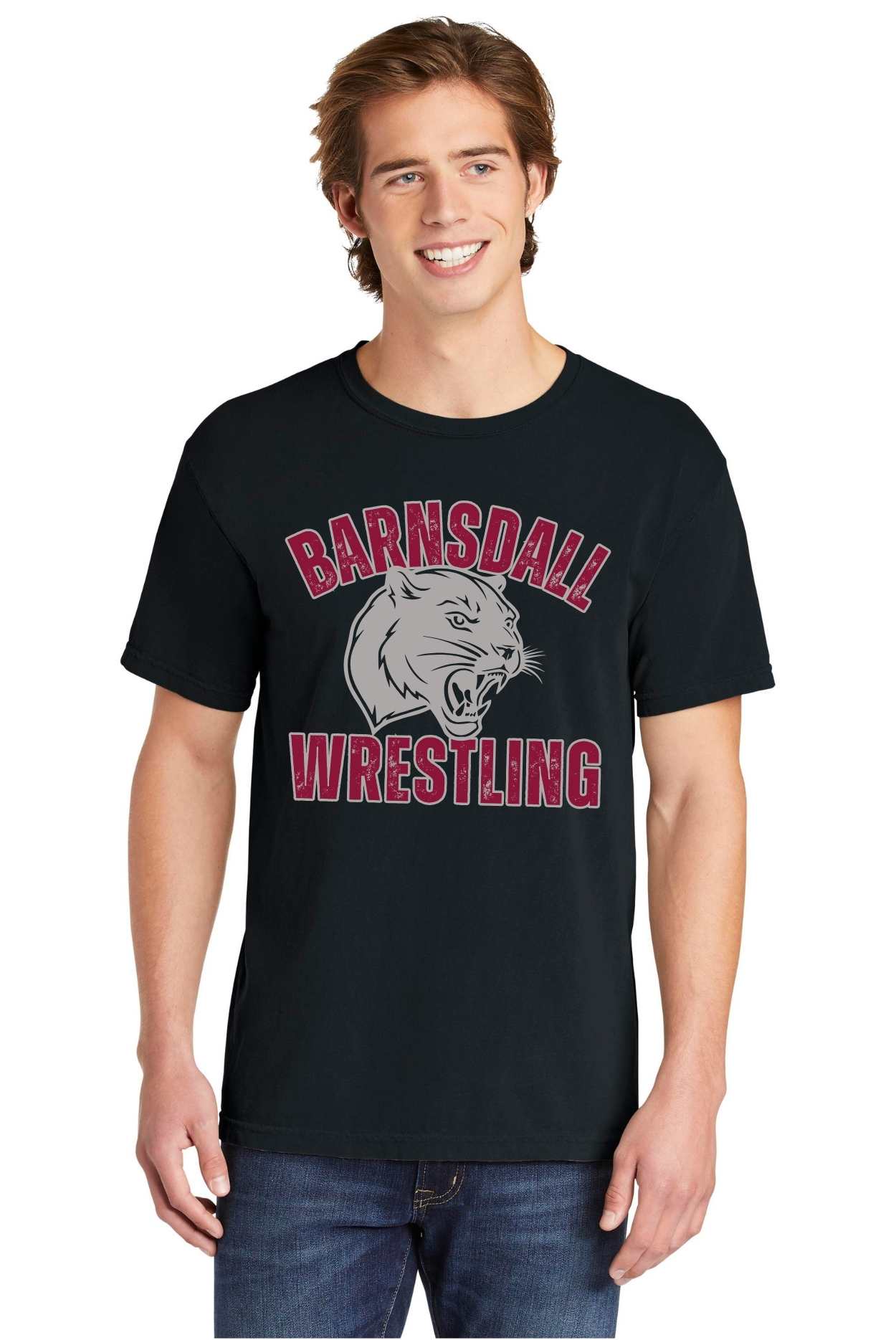 Barnsdall Wrestling Panther III Comfort Colors Tee in Black