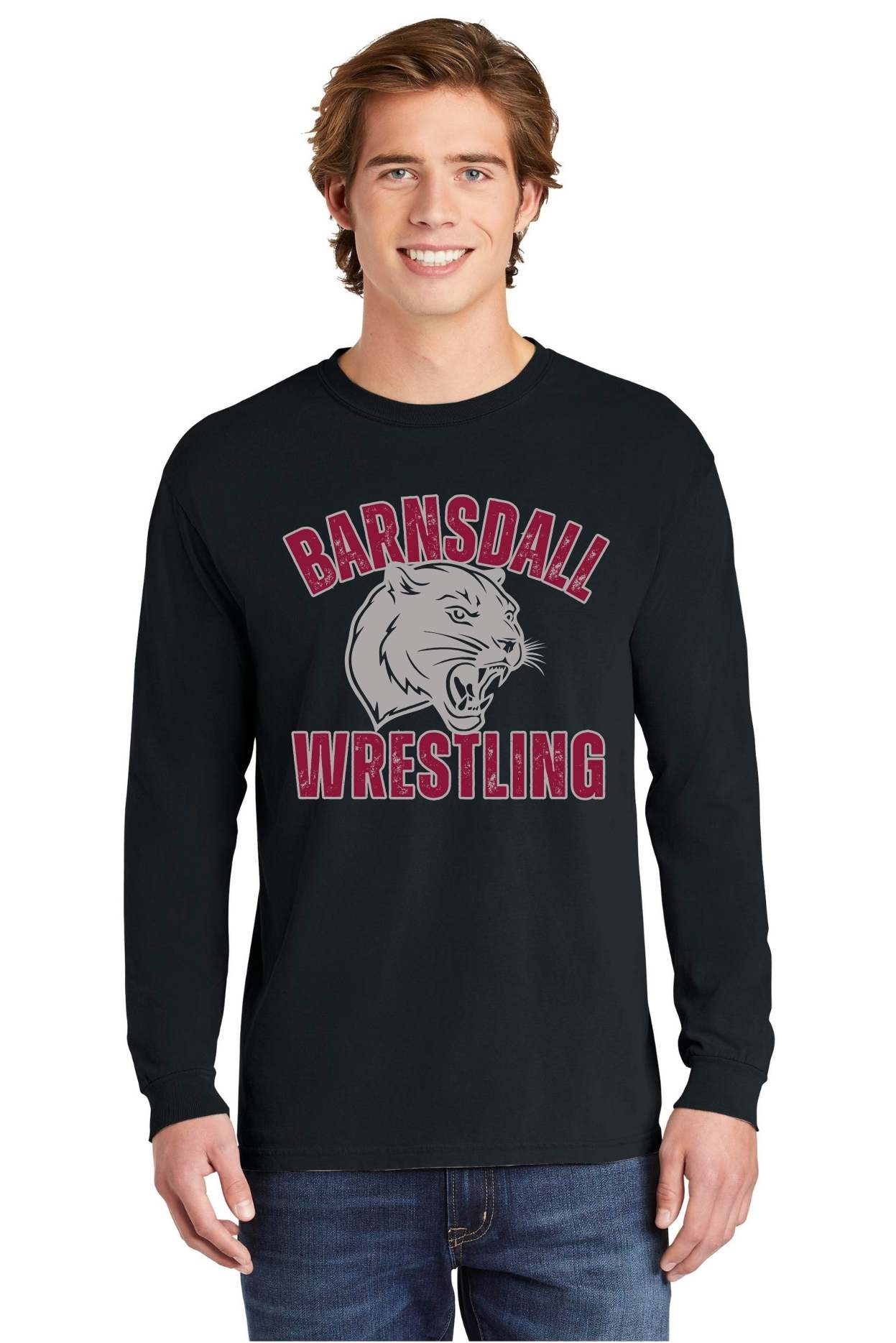 Barnsdall Wrestling Panther III Comfort Colors Tee in Black