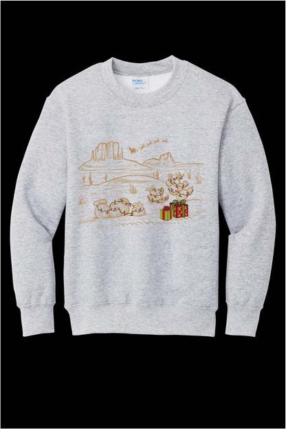 Desert Santa Christmas Youth Crewneck