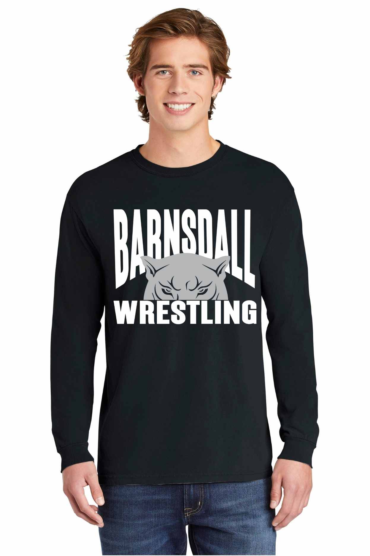 Barnsdall Wrestling Panther Comfort Colors Tee in Black