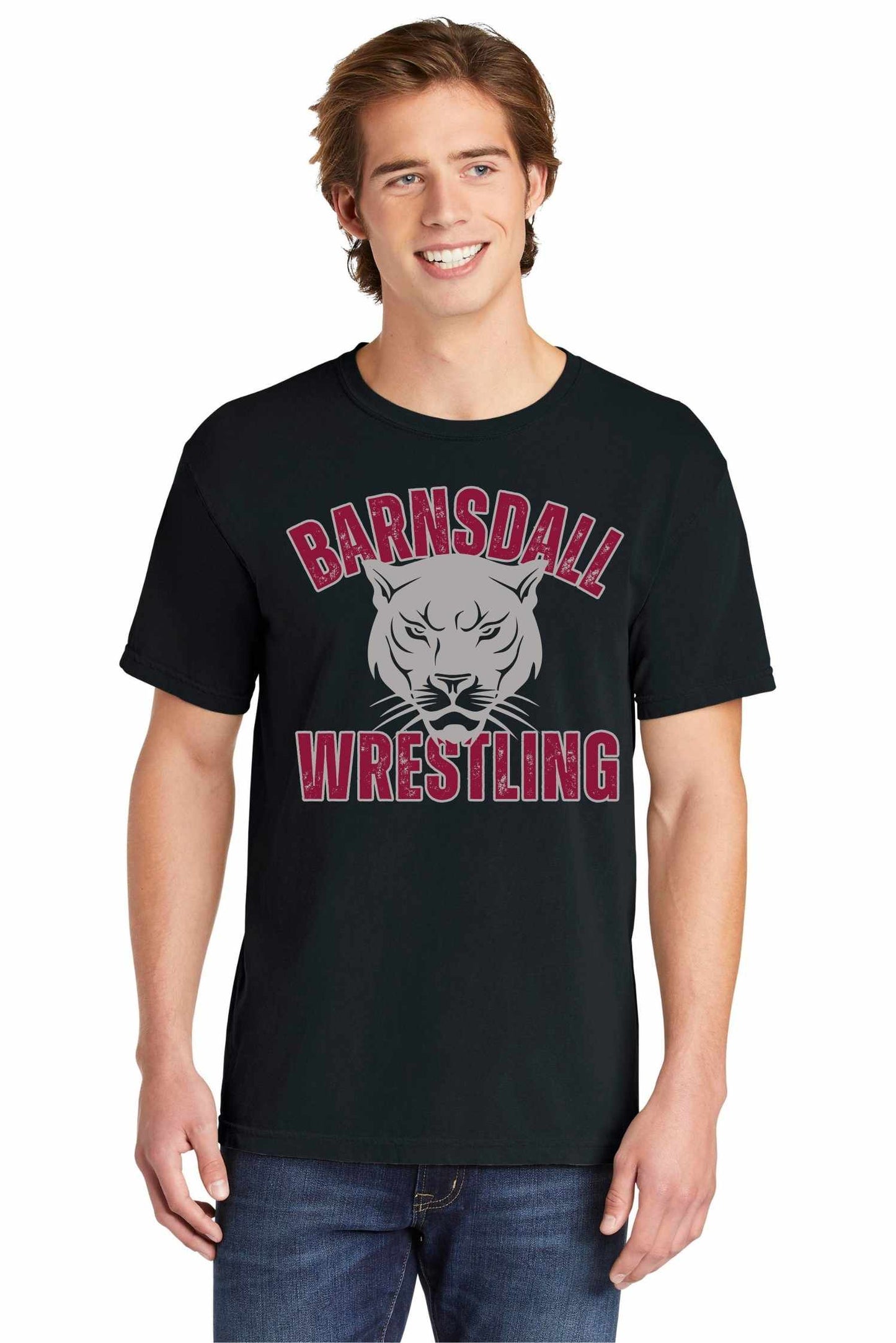 Barnsdall Wrestling Panther II Comfort Colors Tee in Black